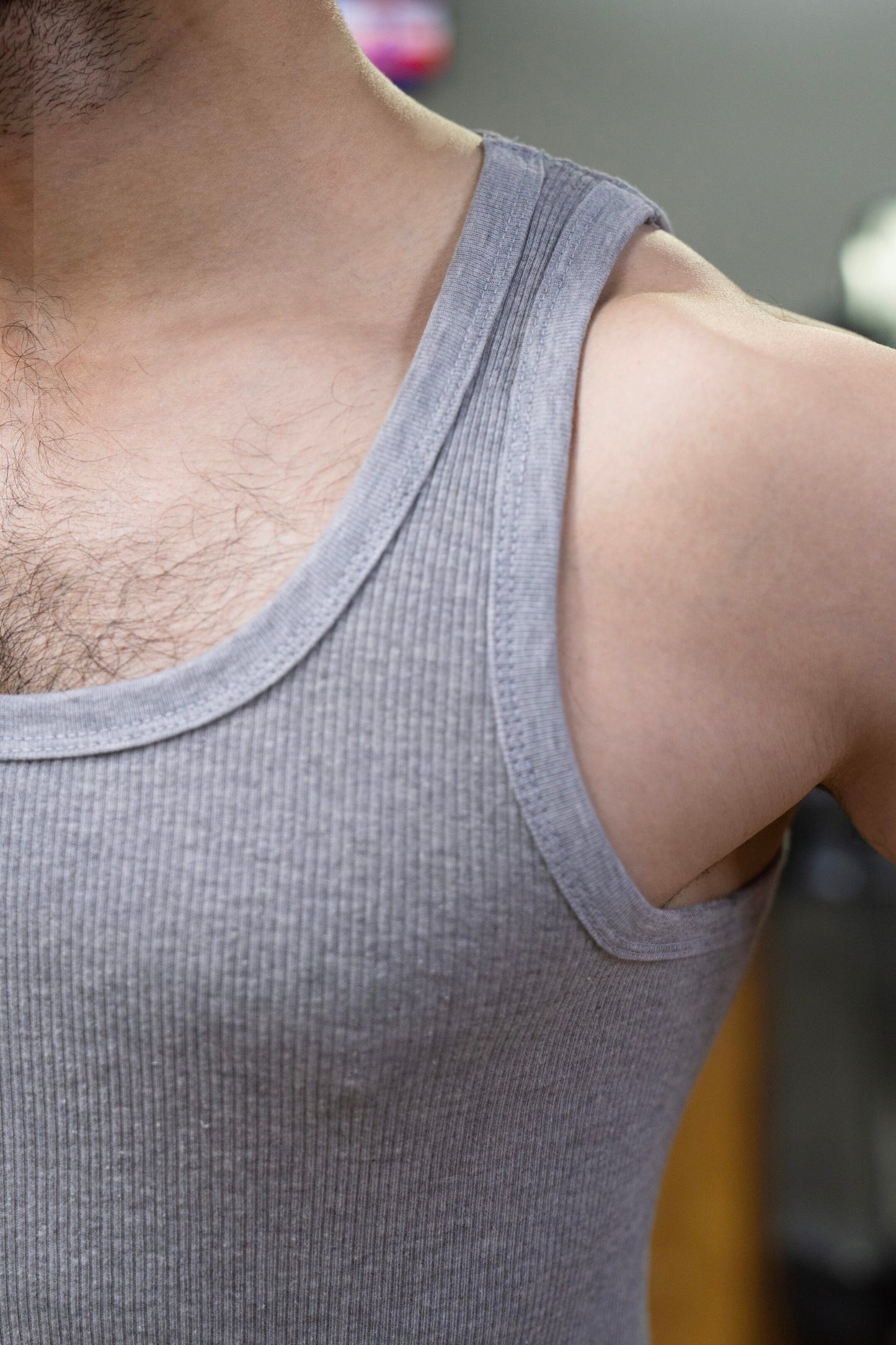Men's Gray Ribbed Tank Top