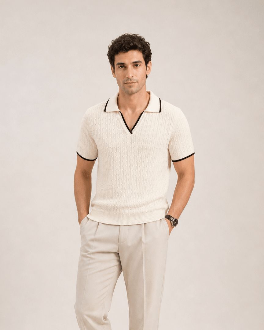 Linear Knit Polo