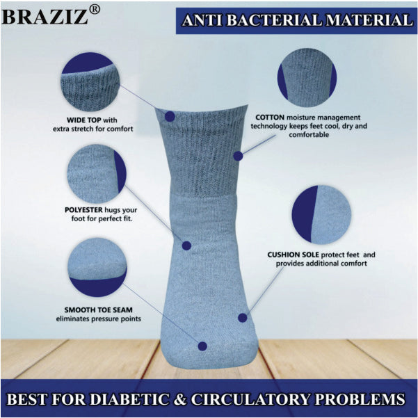 3 PCS QTR Diabetic Quarter Socks – Soft, Non-Binding Comfort Fit for Sensitive Feet