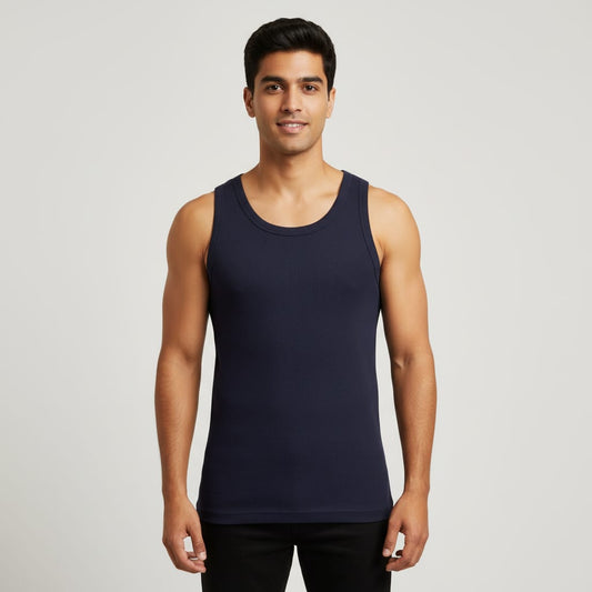 Men's Blue Sleeveless Tank Top (Classic Fit)