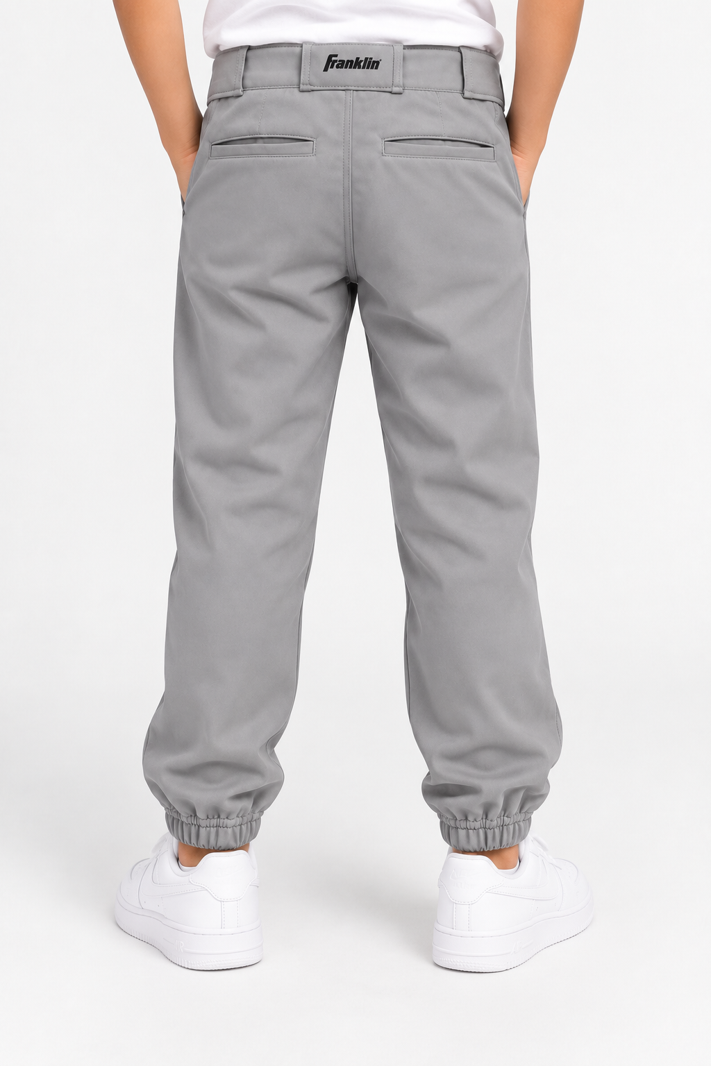 Jogger Trouser Kids’ Double Button  – Grey & White