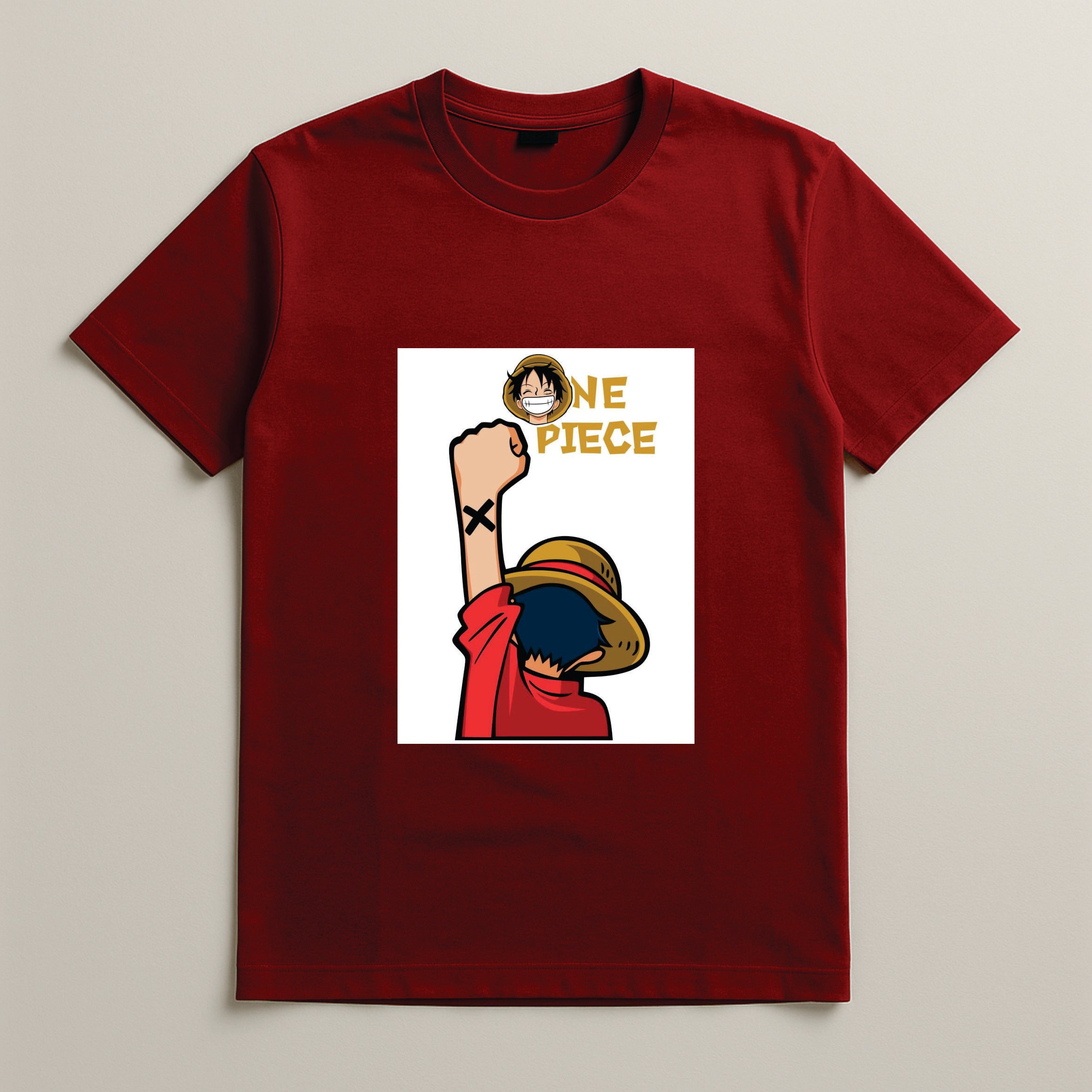 One Piece Anime Graphic T-Shirt – Dark Red | BR-1006