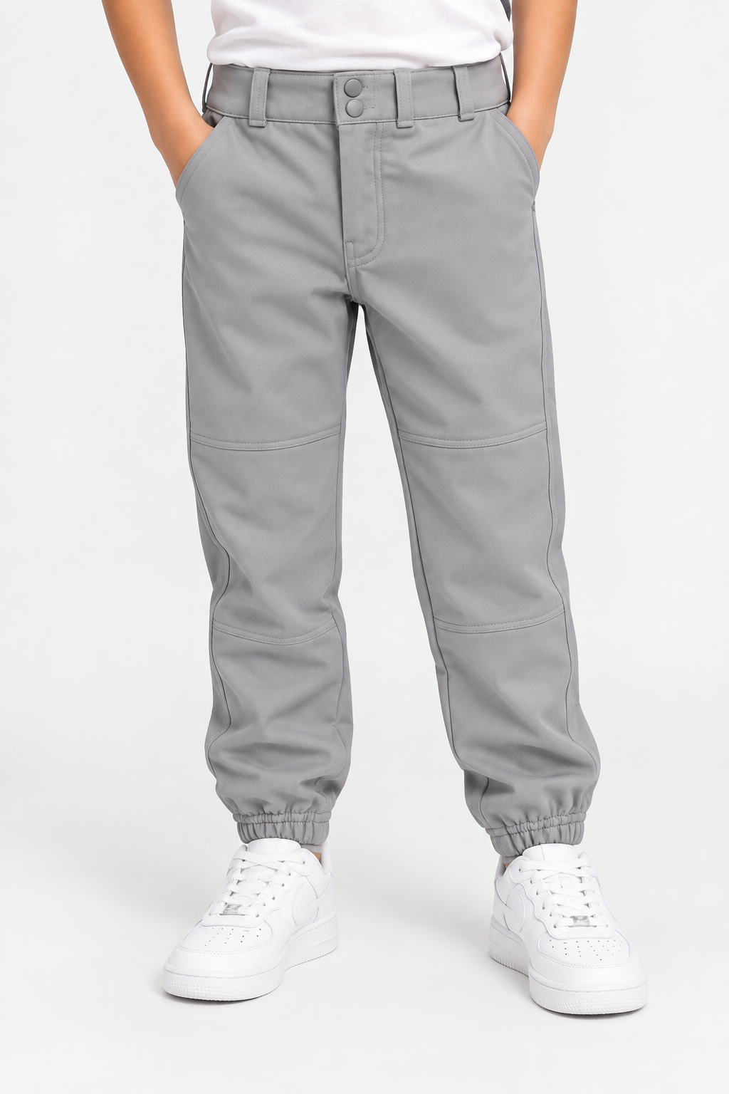 Jogger Trouser Kids’ Double Button  – Grey & White