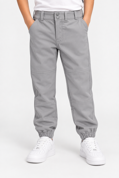 Jogger Trouser Kids’ Double Button  – Grey & White
