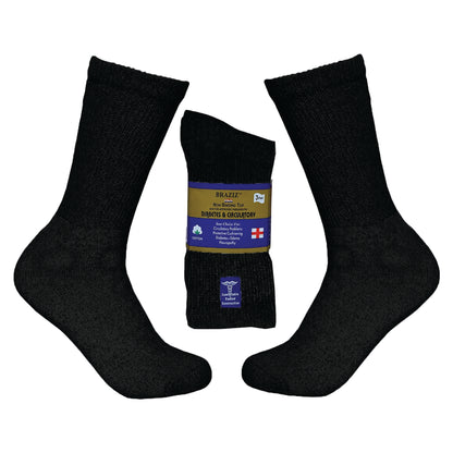 3 Pair Non-Binding Diabetic Crew Socks – Cotton Comfort for Circulation Support