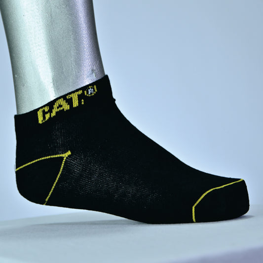 Men’s Performance Ankle Socks – Breathable Mesh | Anti-Sweat Sports Socks (Black & Yellow)