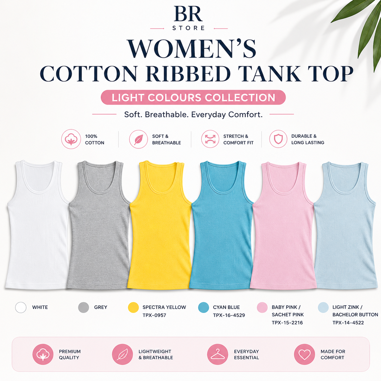 Pack of 6 Women's Tank Top (Ligth Colours)