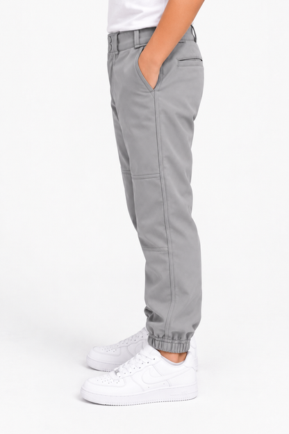 Jogger Trouser Kids’ Double Button  – Grey & White