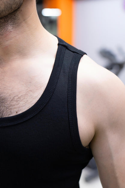 Men's Black Sleeveless Tank Top (Classic Fit)