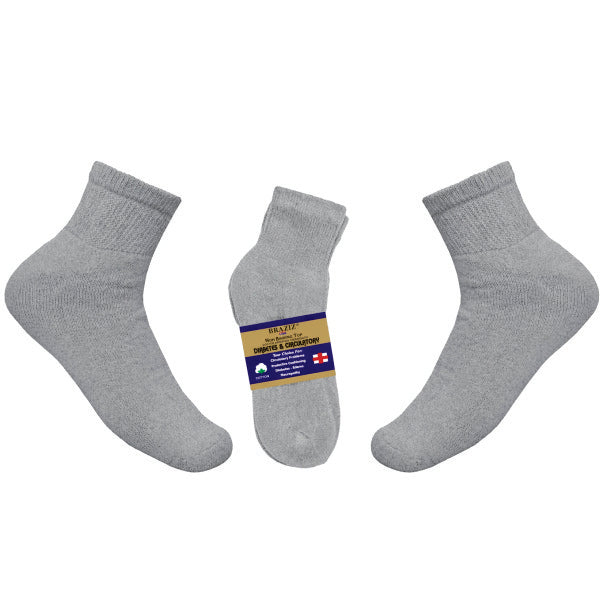 3 PCS QTR Diabetic Quarter Socks – Soft, Non-Binding Comfort Fit for Sensitive Feet