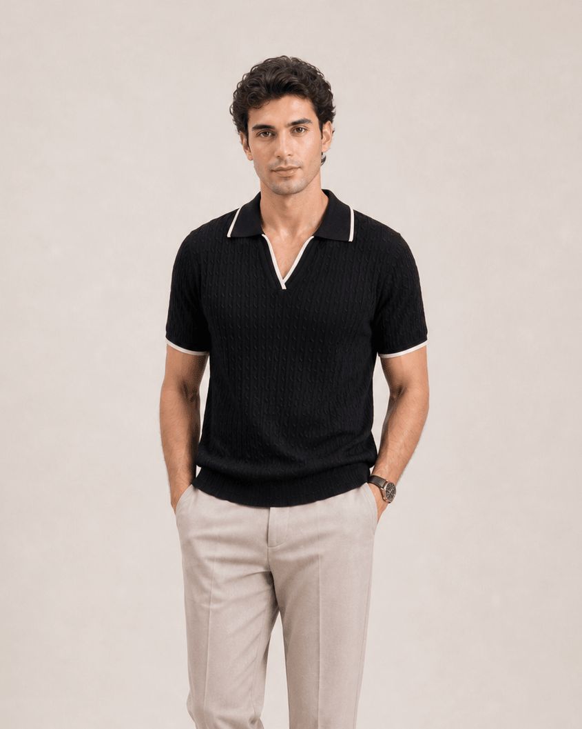 Linear Knit Polo