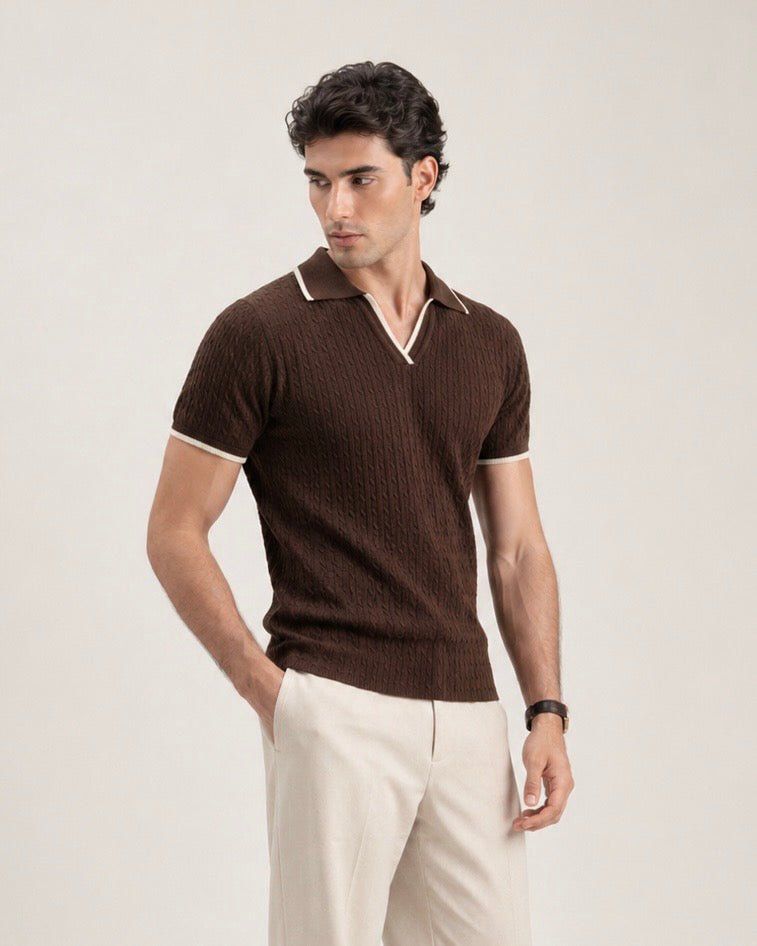 Linear Knit Polo