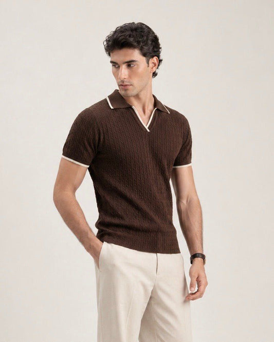 Linear Knit Polo