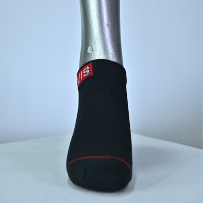 Men’s Premium Ankle Socks – Breathable Cotton | Black & Red Stylish Design