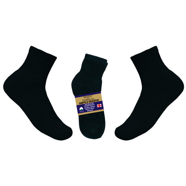 3 PCS QTR Diabetic Quarter Socks – Soft, Non-Binding Comfort Fit for Sensitive Feet