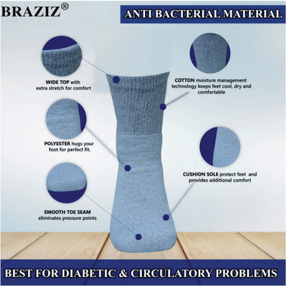3 PCS QTR Diabetic Quarter Socks – Soft, Non-Binding Comfort Fit for Sensitive Feet