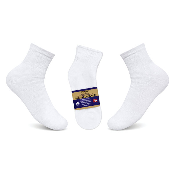 3 PCS QTR Diabetic Quarter Socks – Soft, Non-Binding Comfort Fit for Sensitive Feet