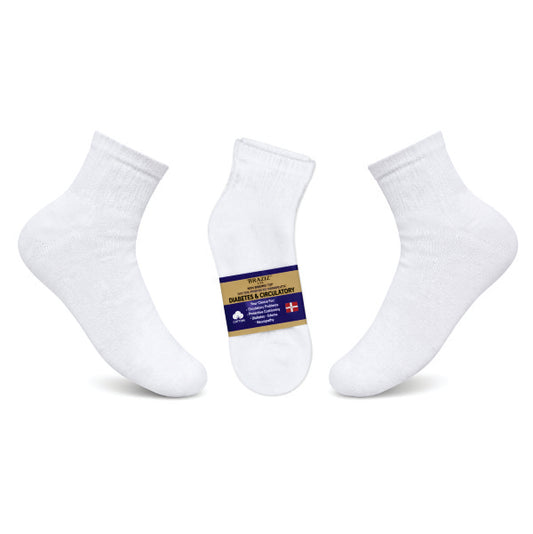 3 PCS QTR Diabetic Quarter Socks – Soft, Non-Binding Comfort Fit for Sensitive Feet