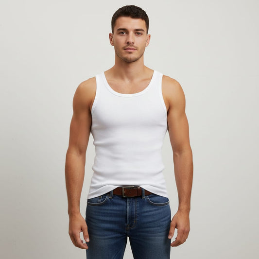 Men's Black Sleeveless Tank Top (Classic Fit)