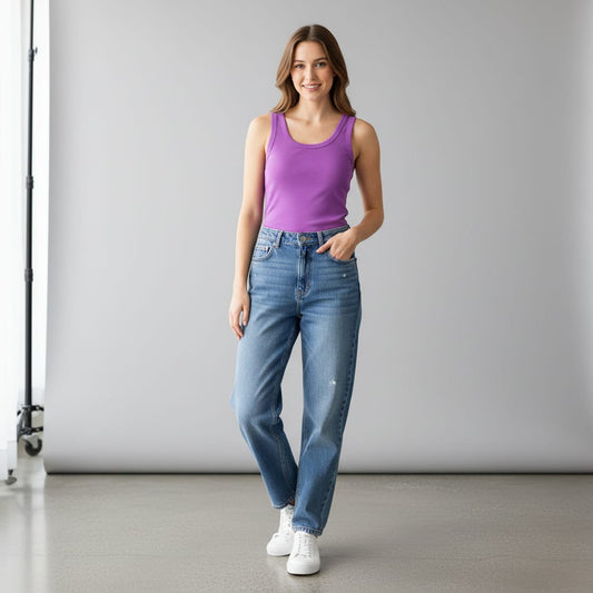 Purple 100% Cotton Sleeveless Women Tank Top (Medium)