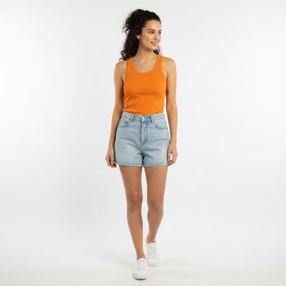Orange Ribbed Cotton Sleeveless Tank Top (Unisex)