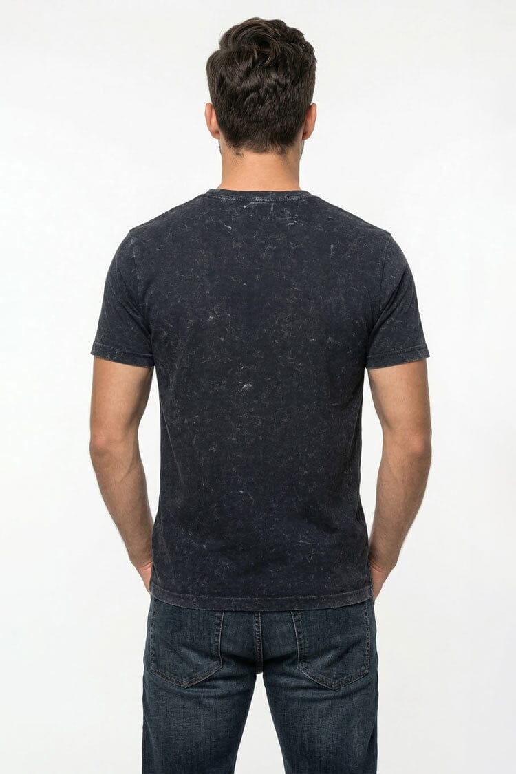 Men's Black Acid-Wash Crew Neck T-Shirt