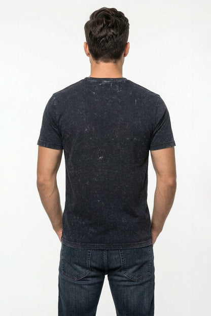 Men's Black Acid-Wash Crew Neck T-Shirt