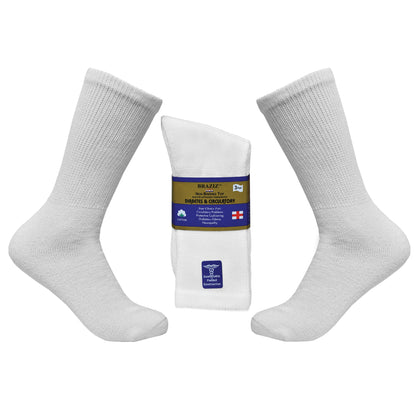 3 Pair Non-Binding Diabetic Crew Socks – Cotton Comfort for Circulation Support