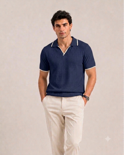Linear Knit Polo
