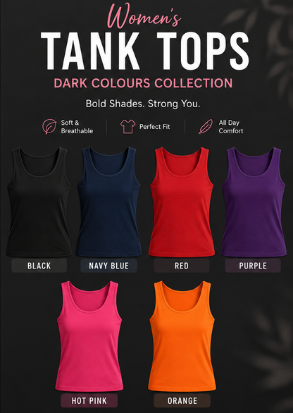 Pack Of 6  Women's TankTop ( Dark Colours ) Fit for All